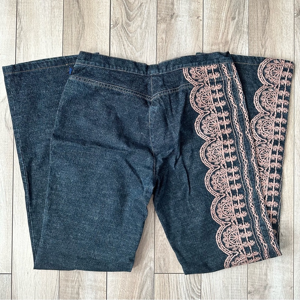 Vintage Christian Lacroix Dark Wash Bootcut Pink Embroidered Detail Jeans - Picture 4 of 5